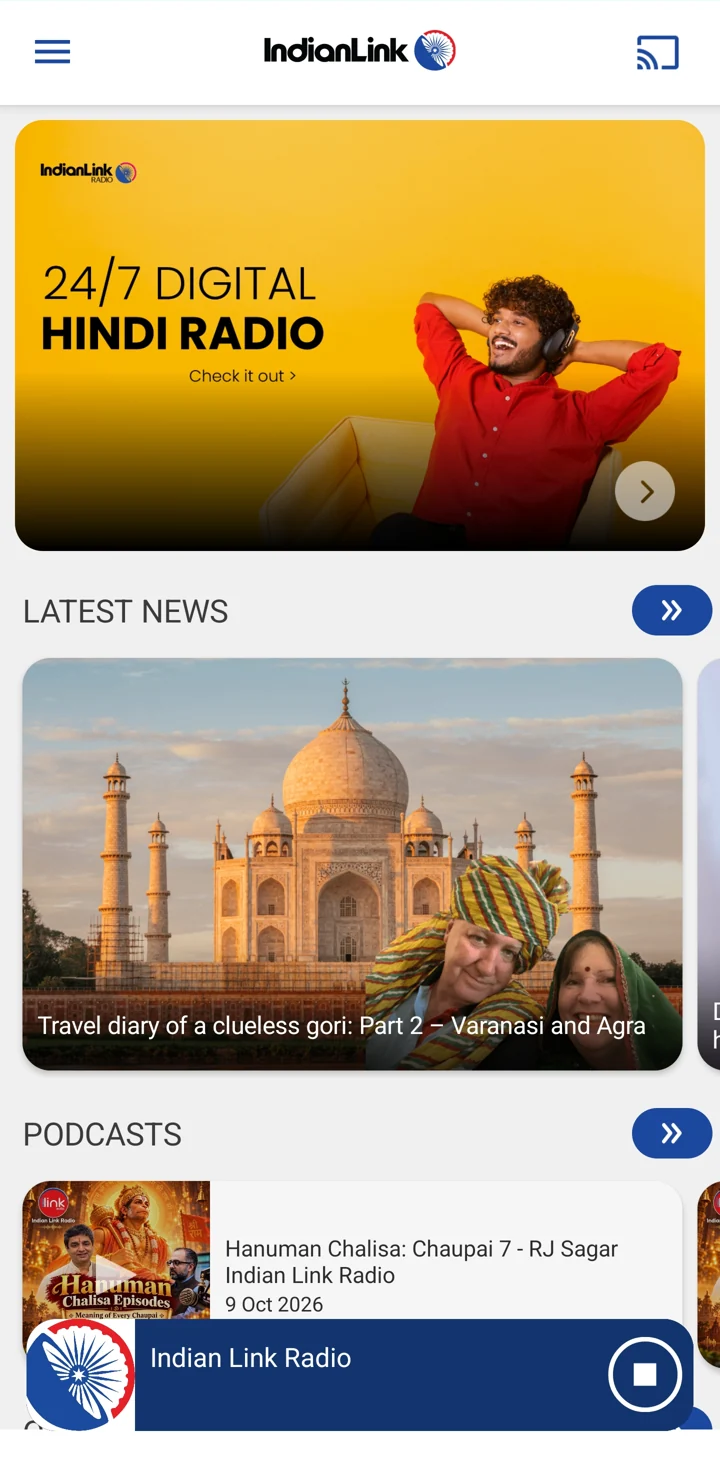 Indian Link Radio app home screen